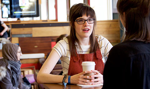 Female student in coffee shop