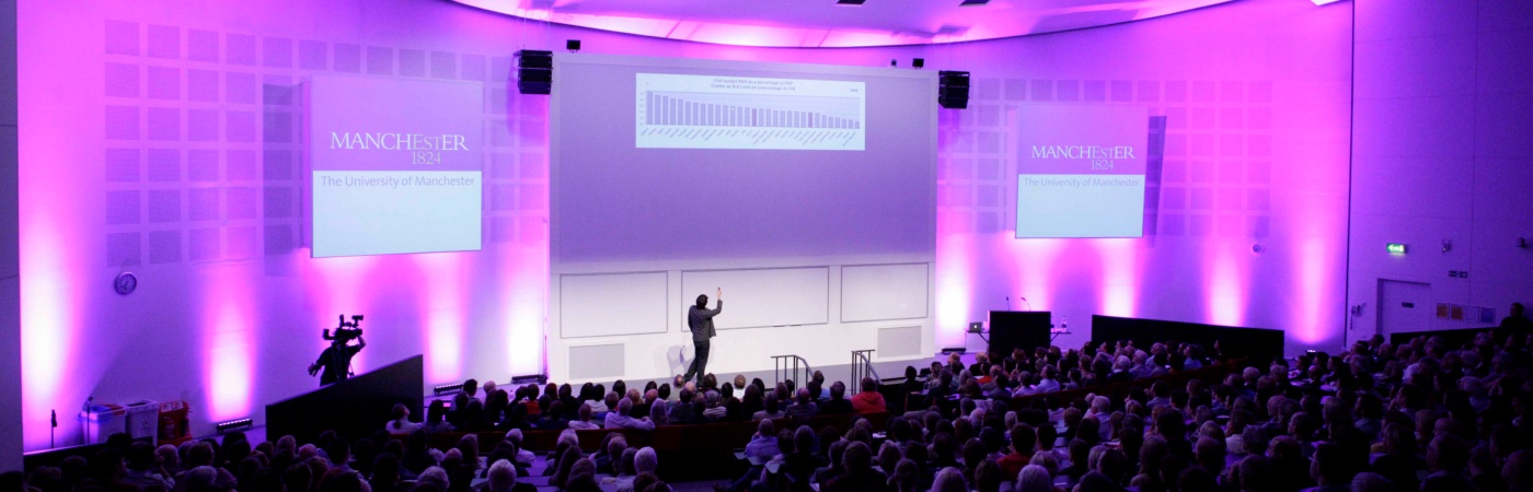 Full lecture theatre during an event 