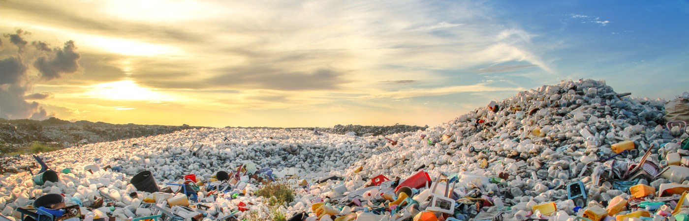 Piles of waste bottles.