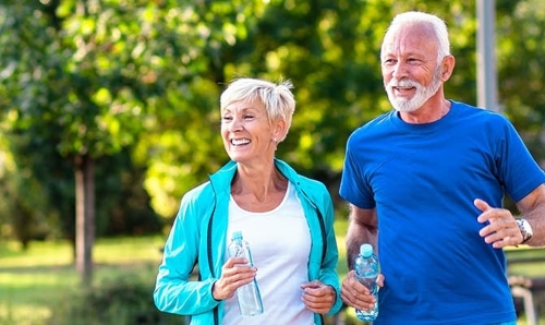 A couple jogging