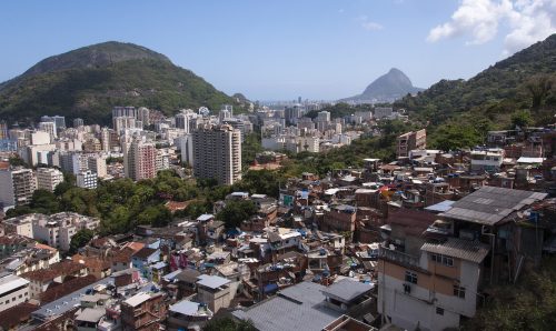 Aerial view of Rio de Janeiro Botafogo district from the Santa Marta slum.