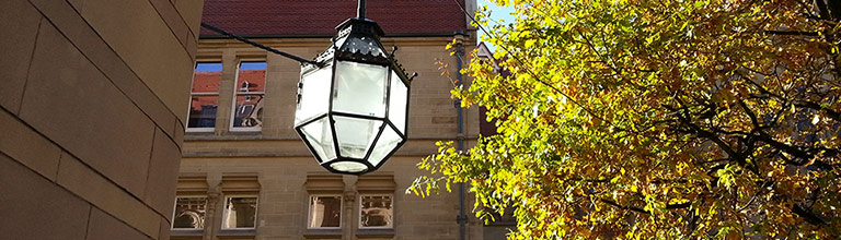 outside lantern on the University campus