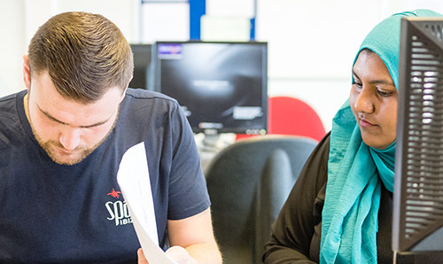 Students researching in the Legal Advice Centre offices