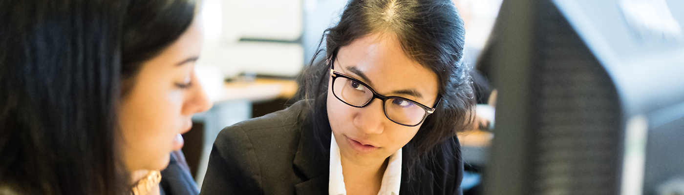 students researching in the Legal Advice Centre office