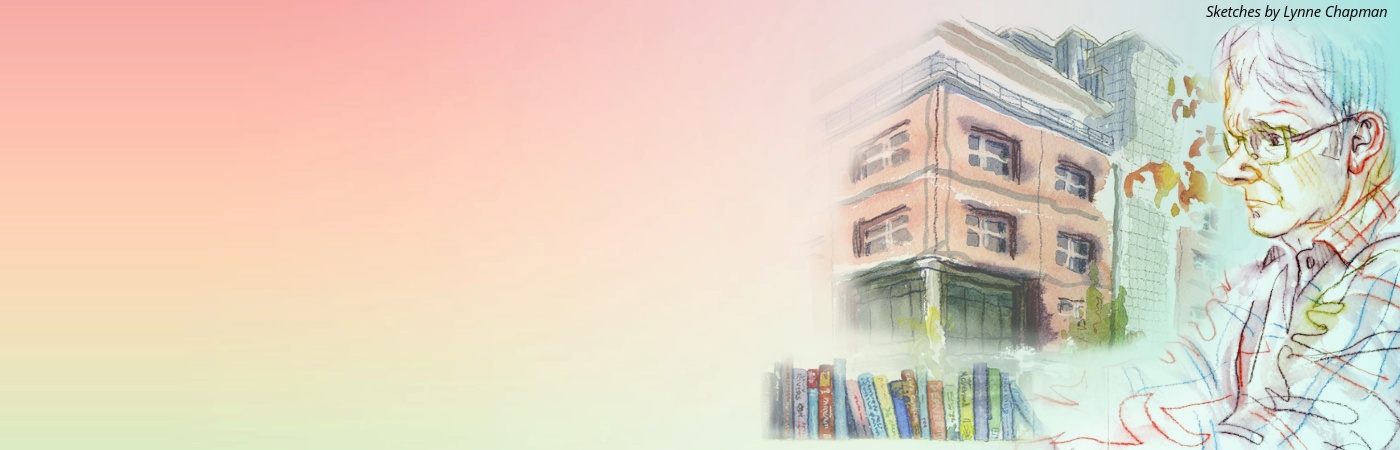 Illustration of the Morgan Centre and Professor David Morgan.