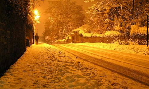 Pedestrian in the snow