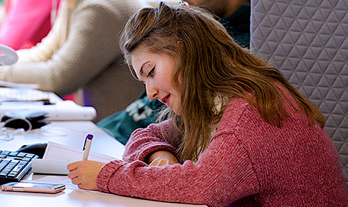 student at a computer