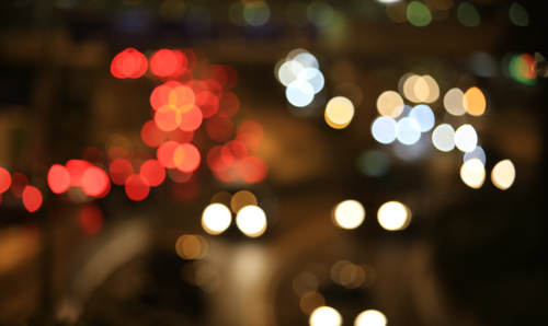 Car lights at night