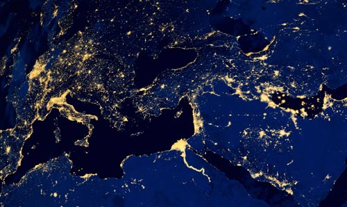 Satellite image of the world