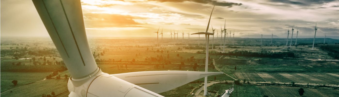 Aerial view of wind turbines