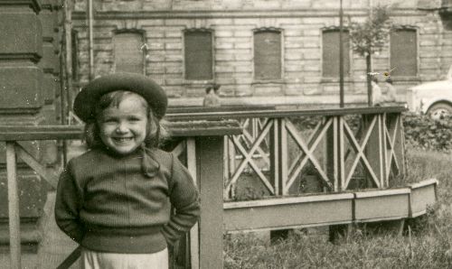 Vintage photo of a girl in the 1950s.