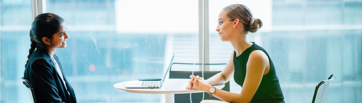 Two women during an interview.