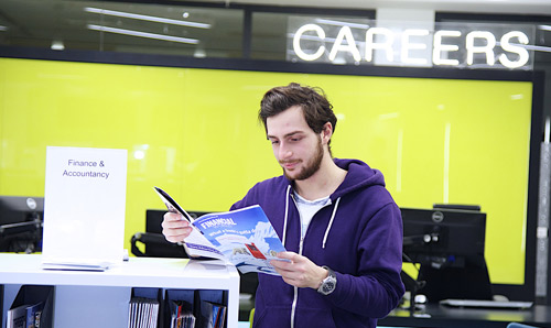 Student in the careers advice centre at The University of Manchester